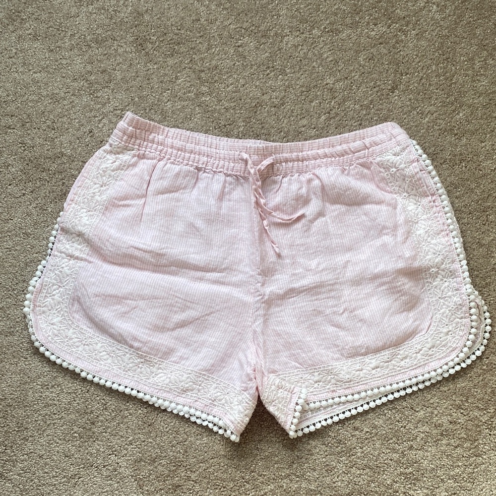 Cynthia Rowley Light Pink Athletic Shorts with Pom Pom Trim